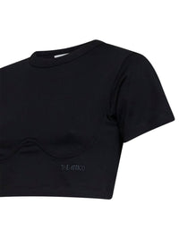 The Attico Women Black Cotton Jersey Cropped T-Shirt