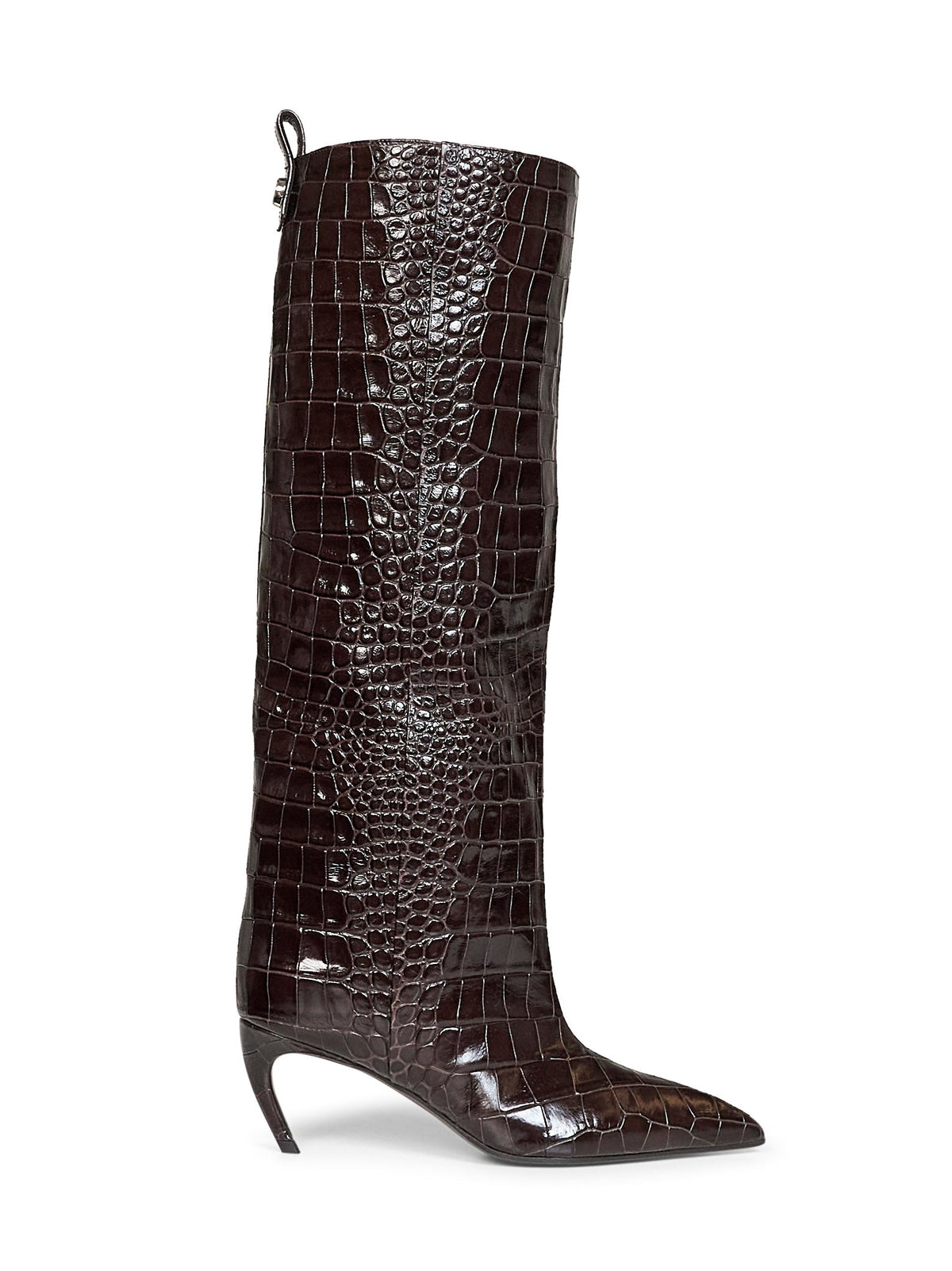 THE ATTICO The Attico Women Dark Brown Croco-Printed Leather "Lea" High Boots