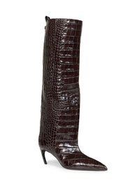 THE ATTICO The Attico Women Dark Brown Croco-Printed Leather "Lea" High Boots
