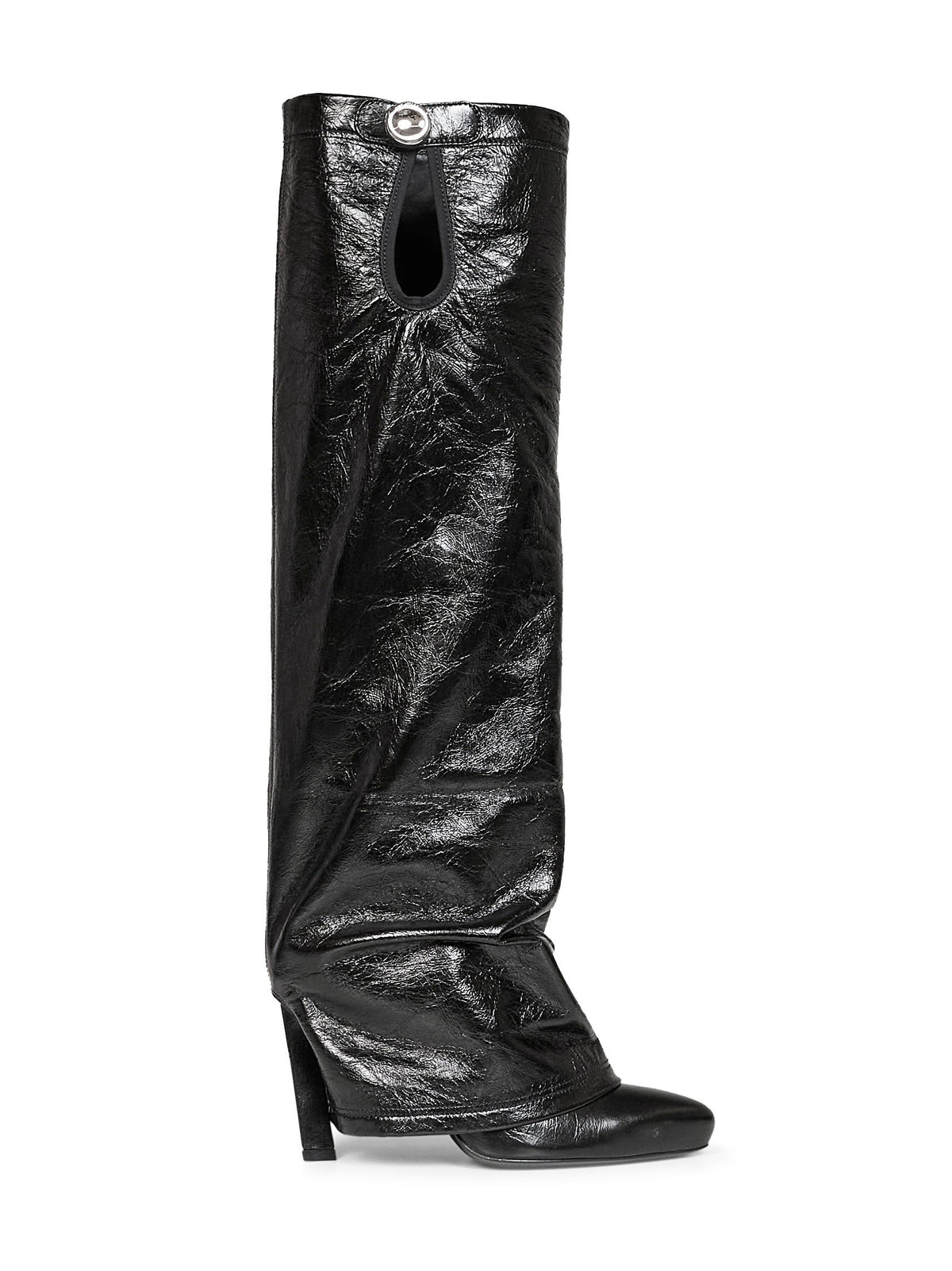 THE ATTICO The Attico Women Black Crackled Leather "Leon" High Boots
