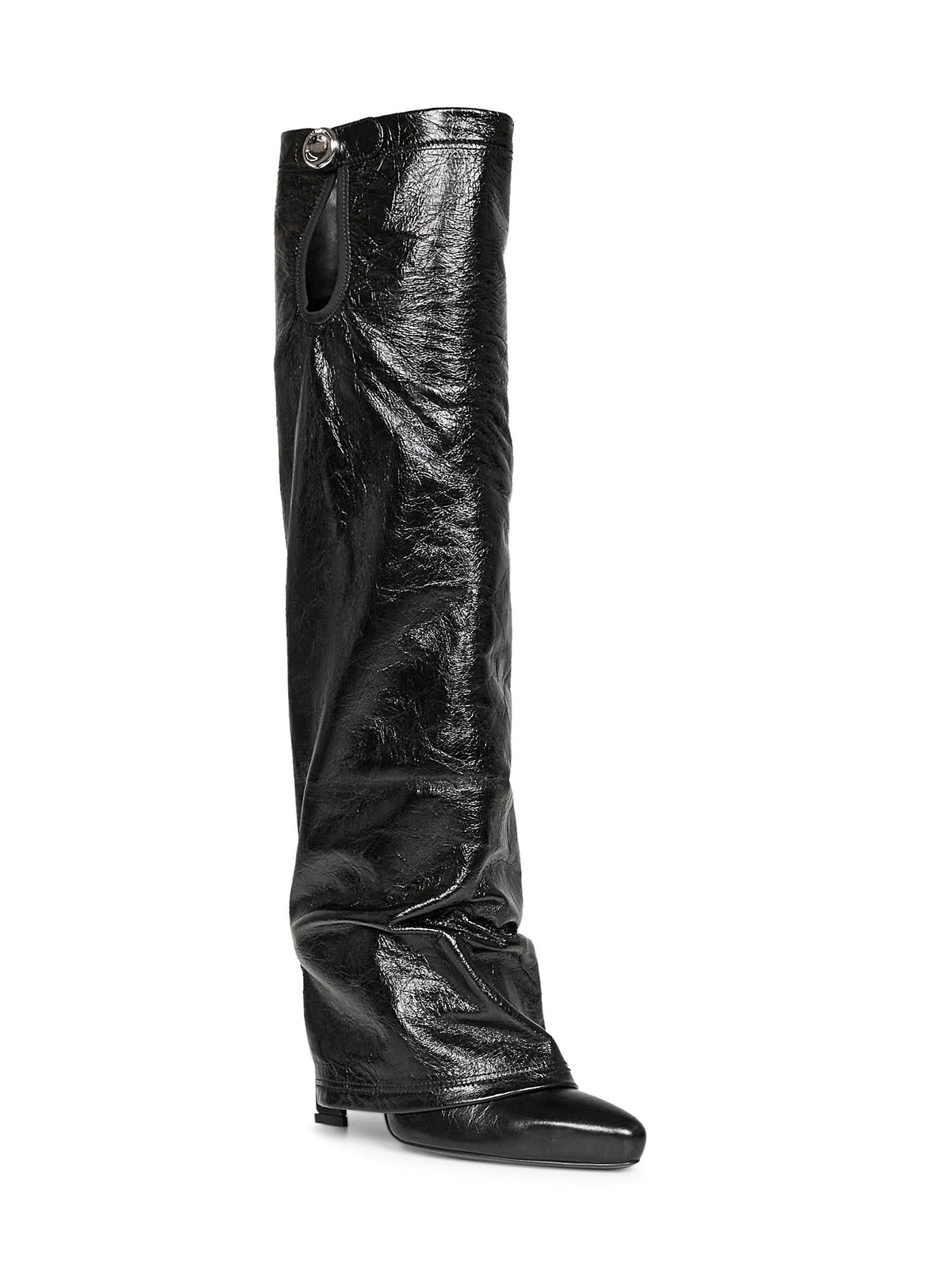 THE ATTICO The Attico Women Black Crackled Leather "Leon" High Boots