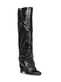 THE ATTICO The Attico Women Black Crackled Leather "Leon" High Boots