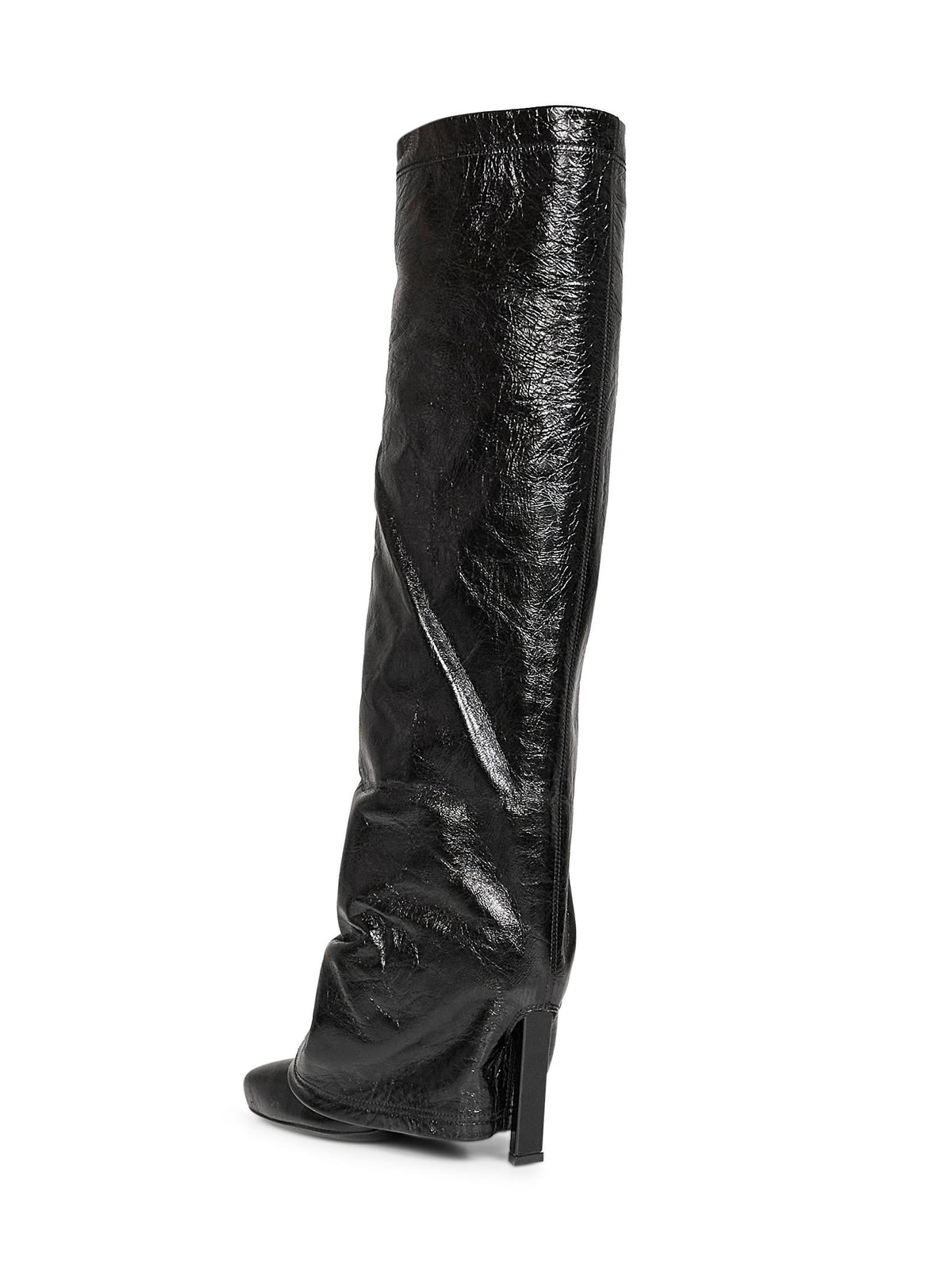 THE ATTICO The Attico Women Black Crackled Leather "Leon" High Boots