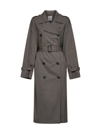 Toteme Women Taupe Crisp Cotton Blend Double-Breasted Trench Coat