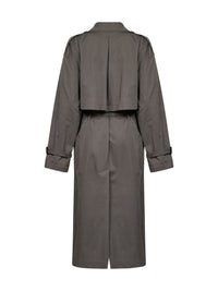 Toteme Women Taupe Crisp Cotton Blend Double-Breasted Trench Coat