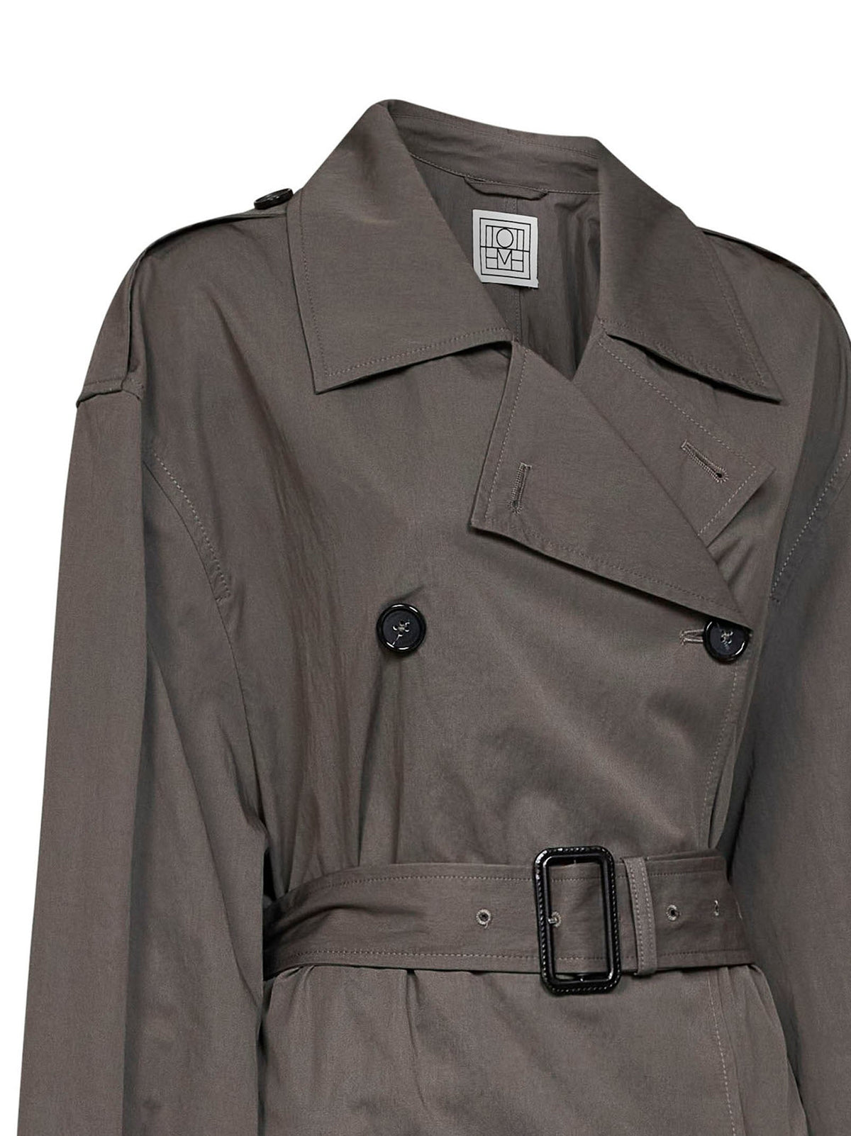 Toteme Women Taupe Crisp Cotton Blend Double-Breasted Trench Coat