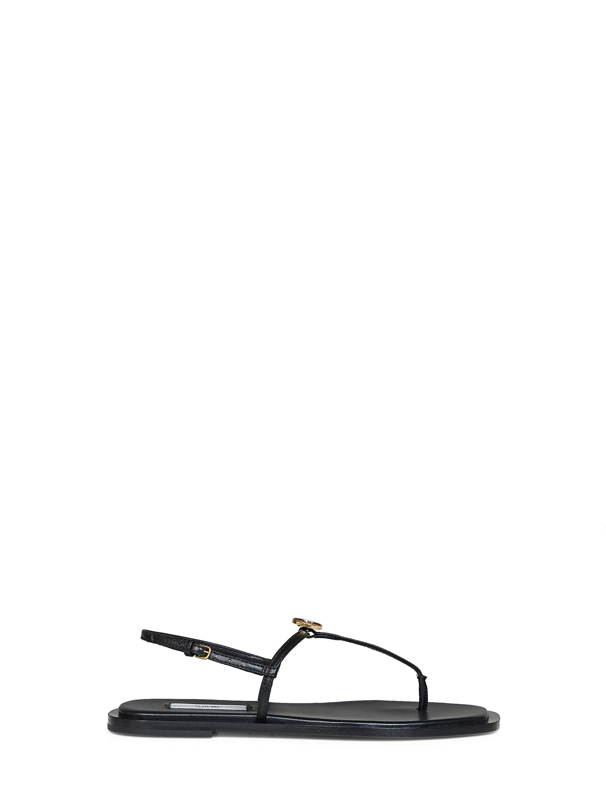 Toteme Women Black Nappa Leather T-Strap Thong Sandals