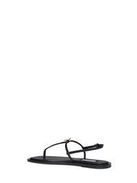 Toteme Women Black Nappa Leather T-Strap Thong Sandals