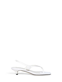 Toteme Women Ecru Satin Flip Flops Slingback Sandals