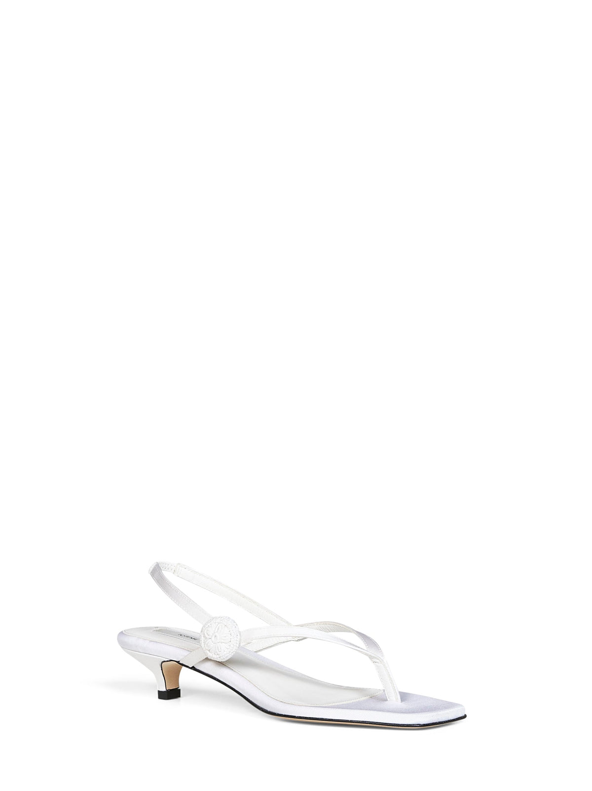 Toteme Women Ecru Satin Flip Flops Slingback Sandals