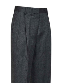 TOTEME Toteme Women Dark Grey Mélange Wool Herringbonedouble-Pleat Trousers