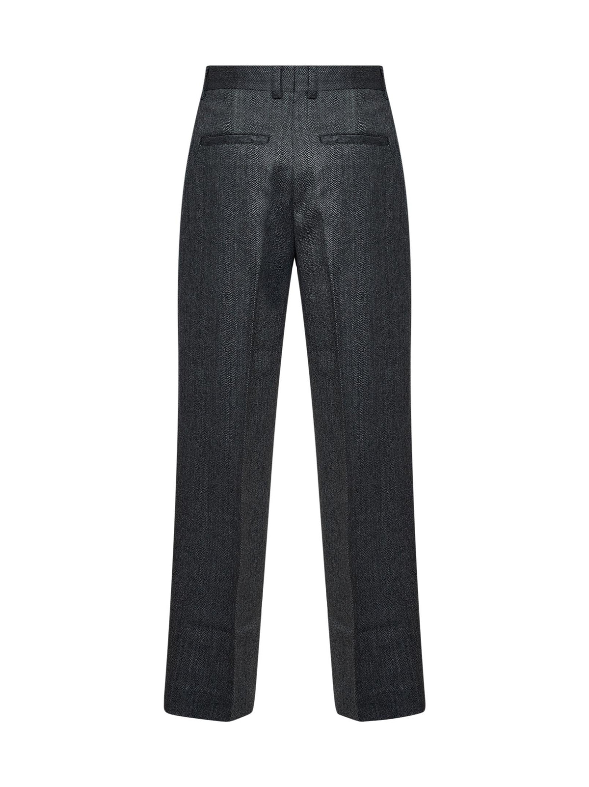 TOTEME Toteme Women Dark Grey Mélange Wool Herringbonedouble-Pleat Trousers