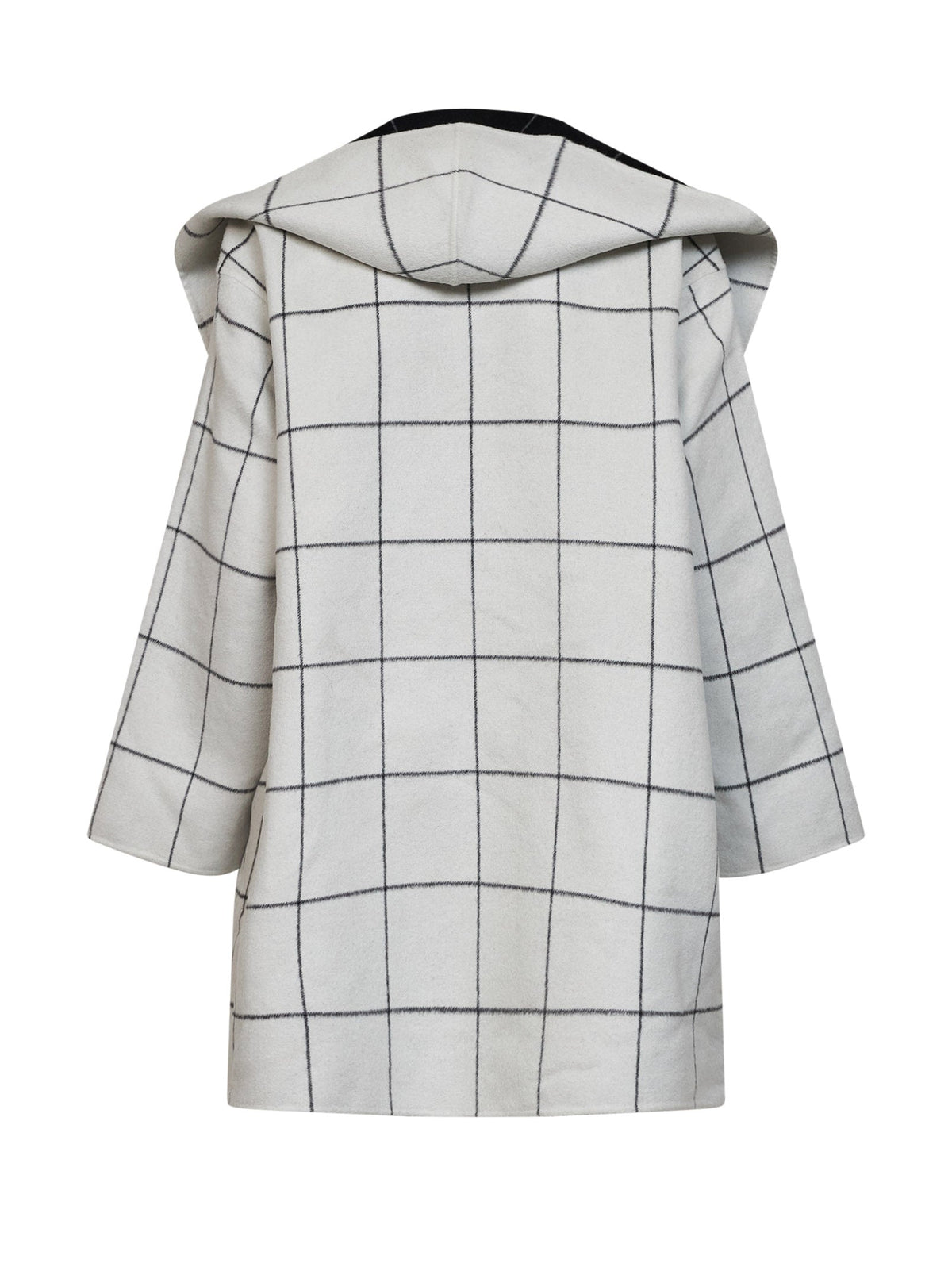 Toteme Women Black And White Check Double Hooded Coat
