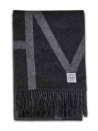 Toteme Women Dark Grey Melange Brushed Wool Monogram Scarf