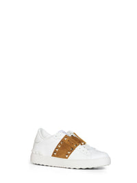 VALENTINO GARAVANI Valentino Garavani Women White And Havana Beige Rockstud Untitled Sneakers