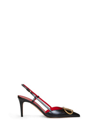 Valentino Garavani Women Black Calfskin Leather Vlogo Signature 80Mm Slingback Pumps