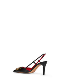 Valentino Garavani Women Black Calfskin Leather Vlogo Signature 80Mm Slingback Pumps