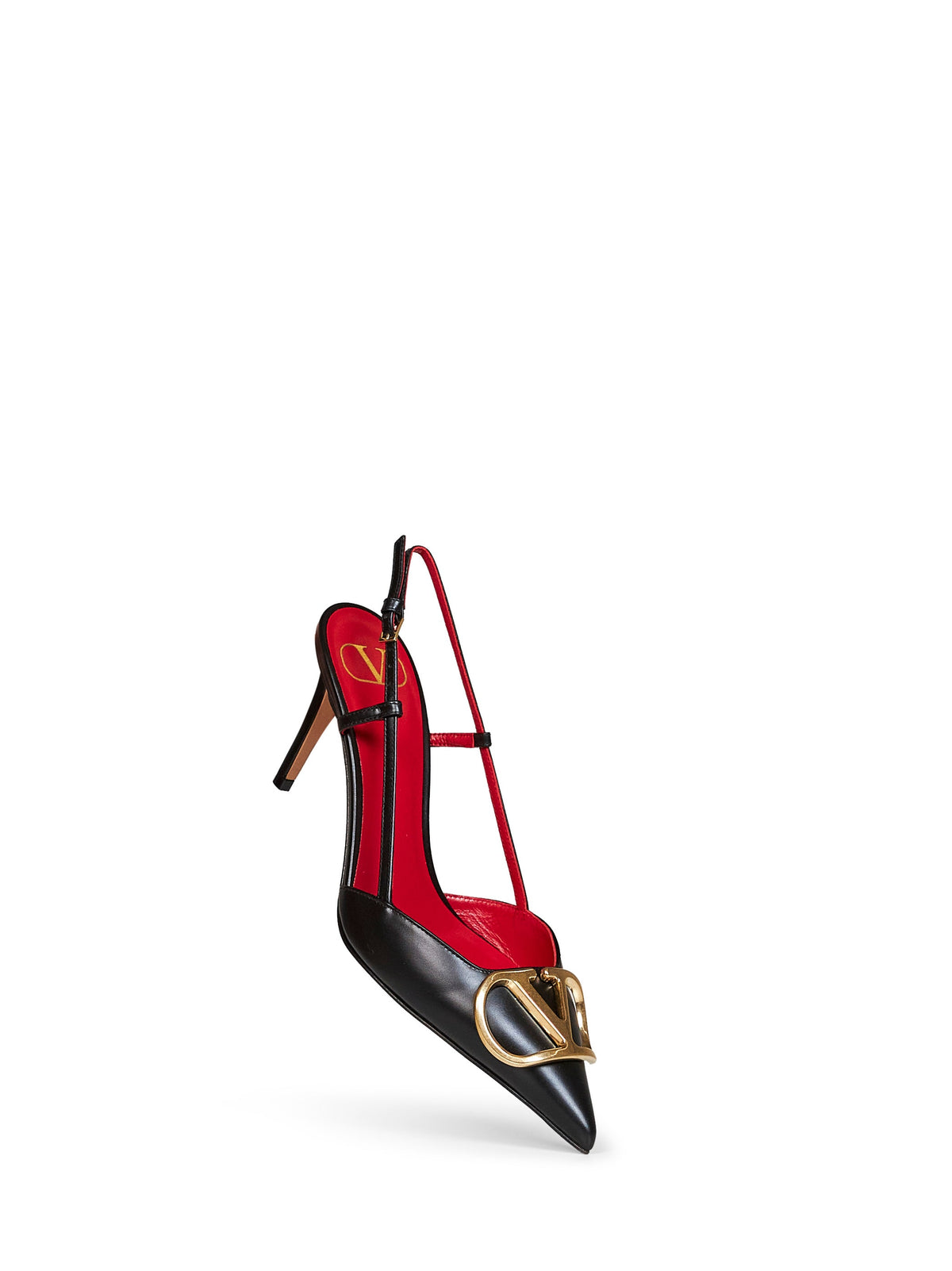 Valentino Garavani Women Black Calfskin Leather Vlogo Signature 80Mm Slingback Pumps