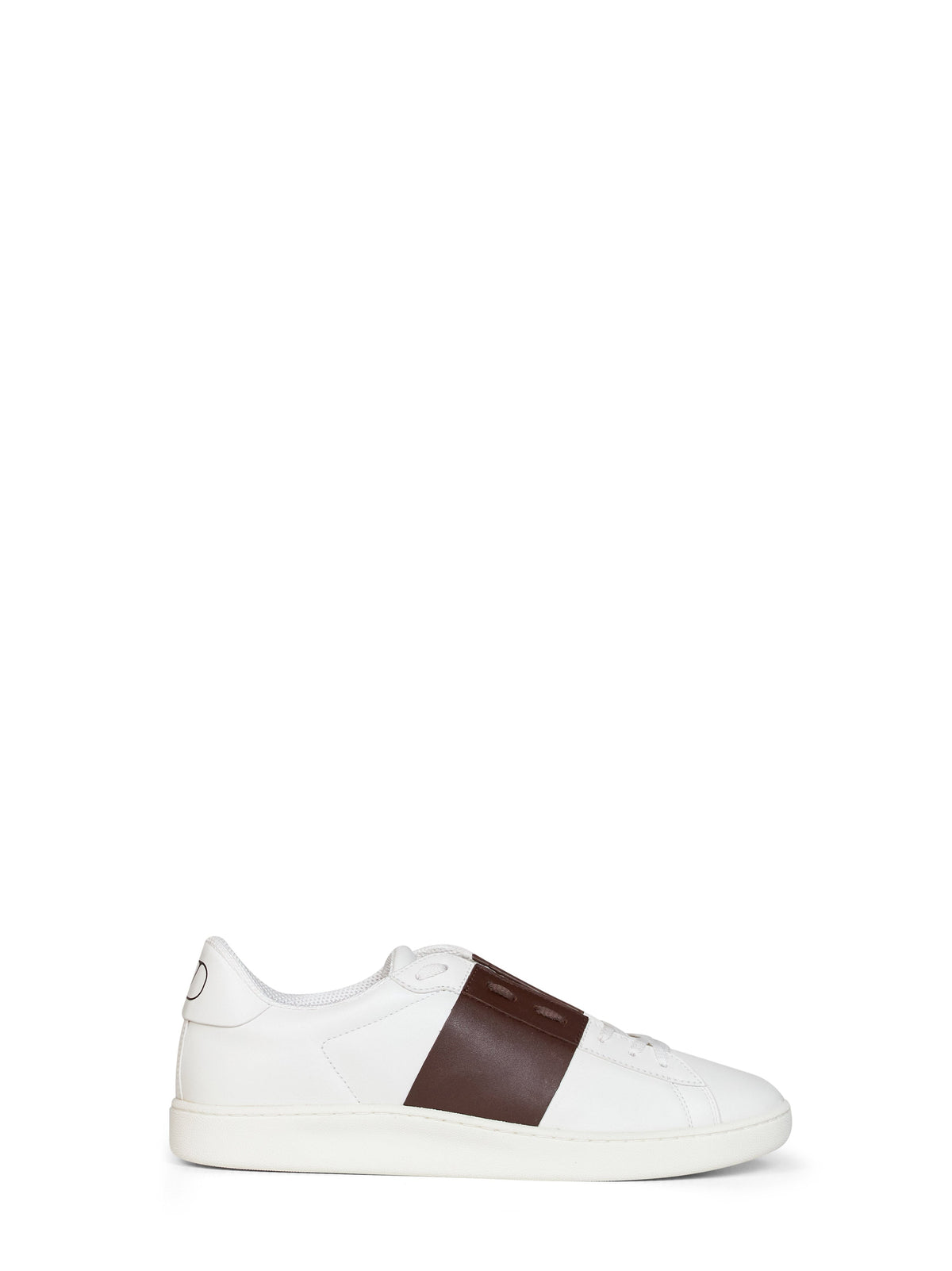 VALENTINO GARAVANI Valentino Garavani Men White And Bark Brown Nappa Calfskin Open Royco Sneakers