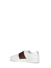 VALENTINO GARAVANI Valentino Garavani Men White And Bark Brown Nappa Calfskin Open Royco Sneakers