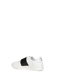 Valentino Garavani Men White And Black Nappa Calfskin Open Royco Sneakers