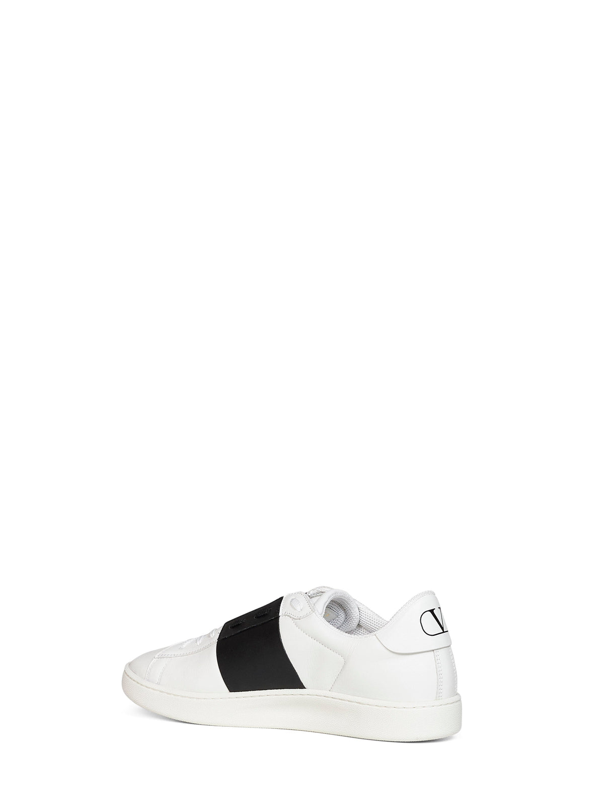 Valentino Garavani Men White And Black Nappa Calfskin Open Royco Sneakers