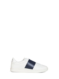 VALENTINO GARAVANI Valentino Garavani Men White And Navy Blue Nappa Calfskin Open Royco Sneakers