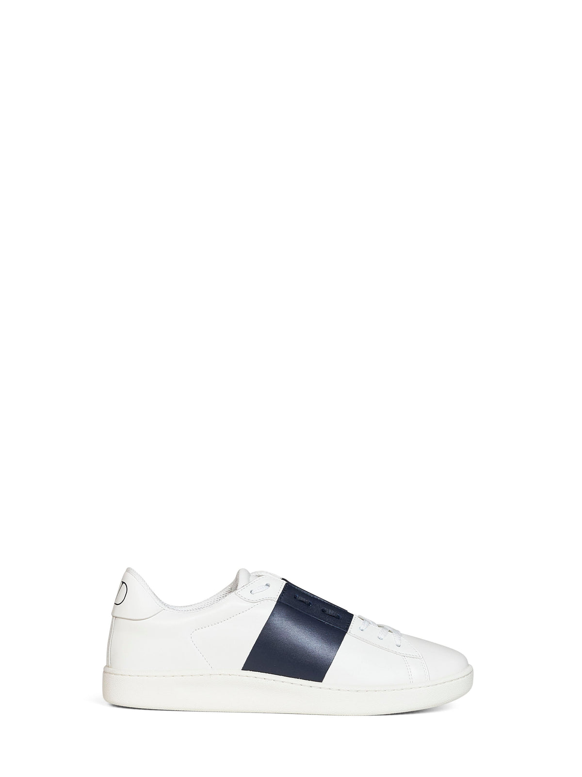 VALENTINO GARAVANI Valentino Garavani Men White And Navy Blue Nappa Calfskin Open Royco Sneakers