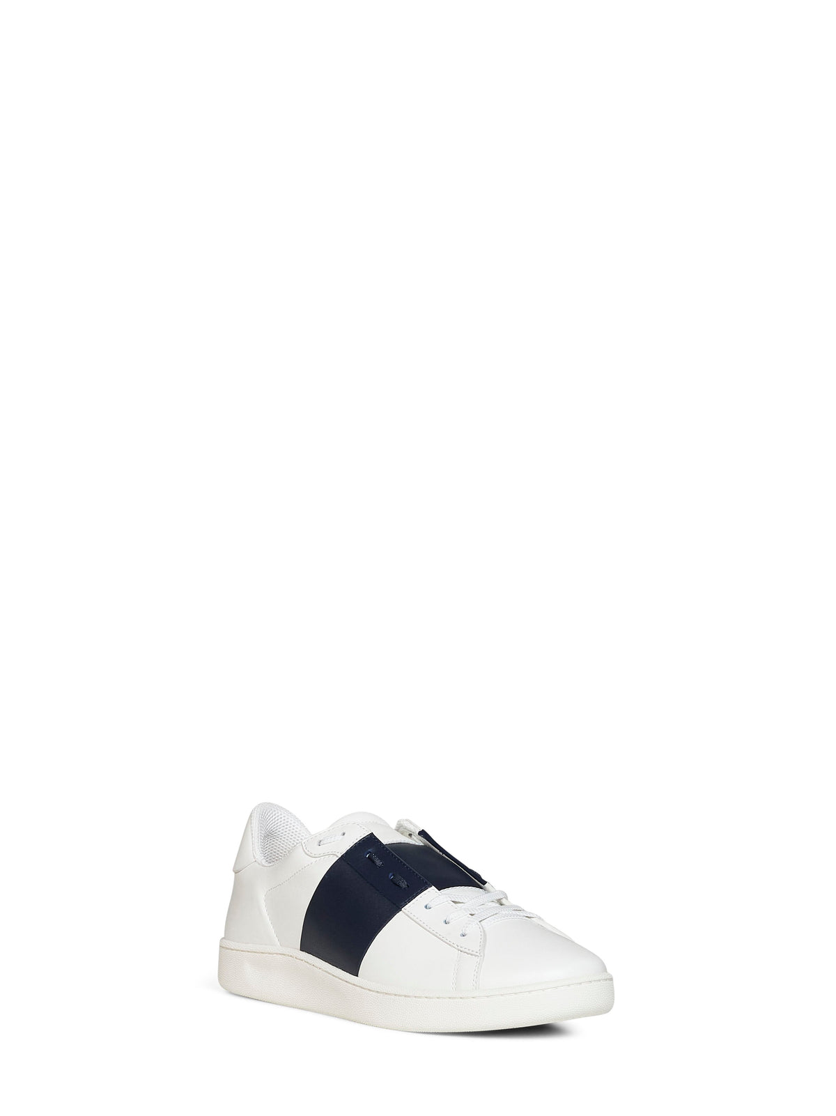 VALENTINO GARAVANI Valentino Garavani Men White And Navy Blue Nappa Calfskin Open Royco Sneakers