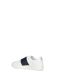 VALENTINO GARAVANI Valentino Garavani Men White And Navy Blue Nappa Calfskin Open Royco Sneakers