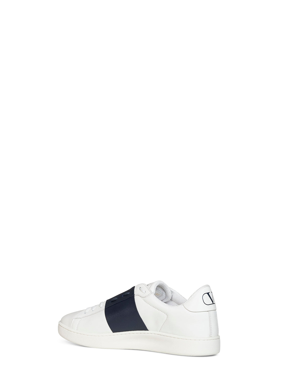 VALENTINO GARAVANI Valentino Garavani Men White And Navy Blue Nappa Calfskin Open Royco Sneakers