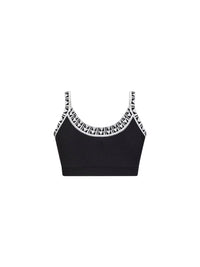 Versace Women Black Knit Cropped Top With Jacquard Details