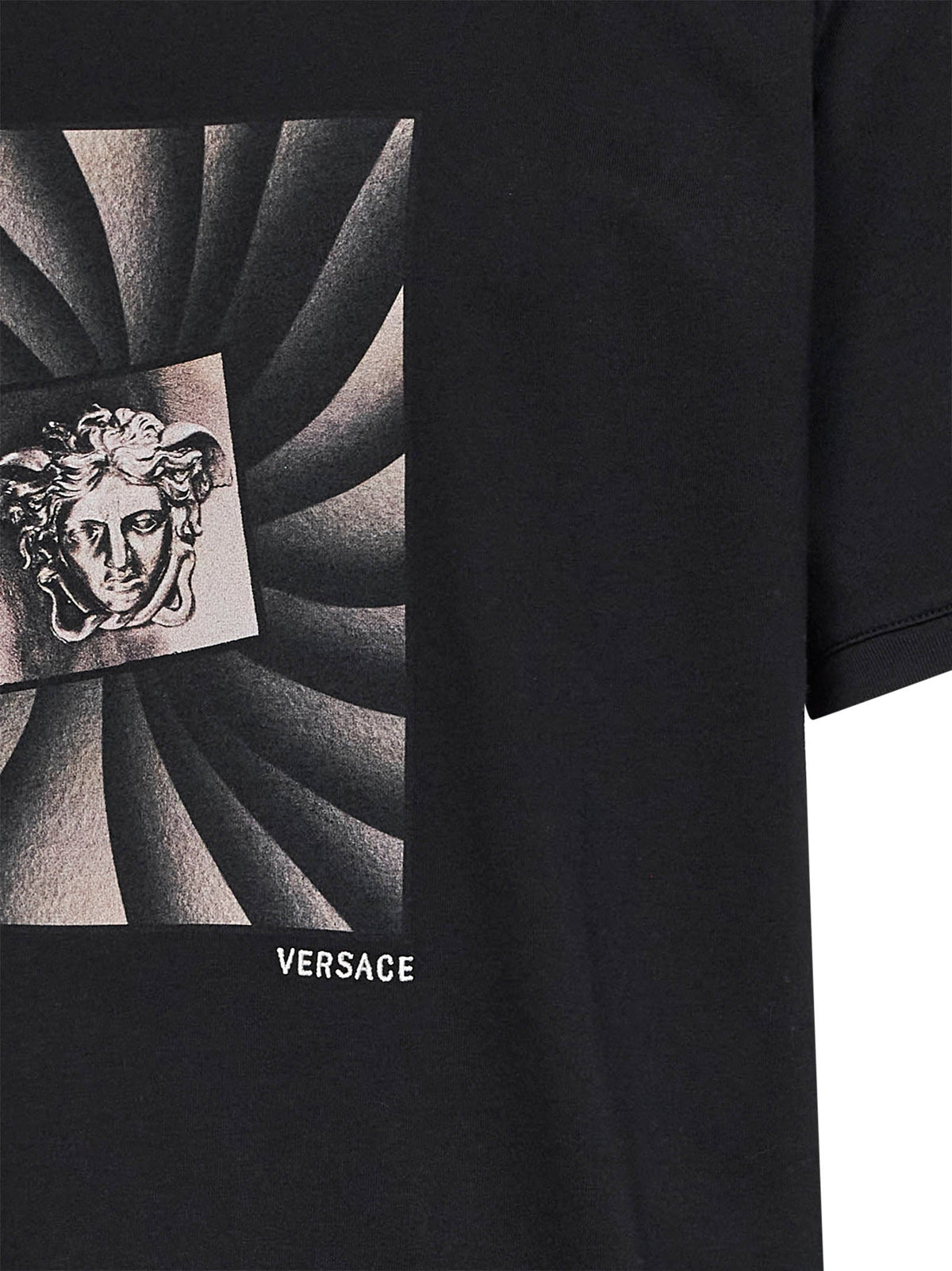 VERSACE Versace Men Black Cotton Jersey Printed Regular T-Shirt