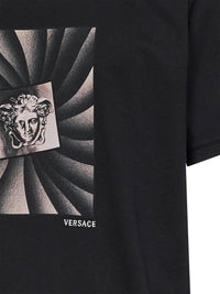 VERSACE Versace Men Black Cotton Jersey Printed Regular T-Shirt