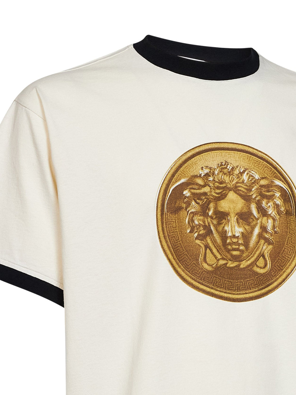 VERSACE Versace Men Dirty White Cotton Jersey Printed T-Shirt