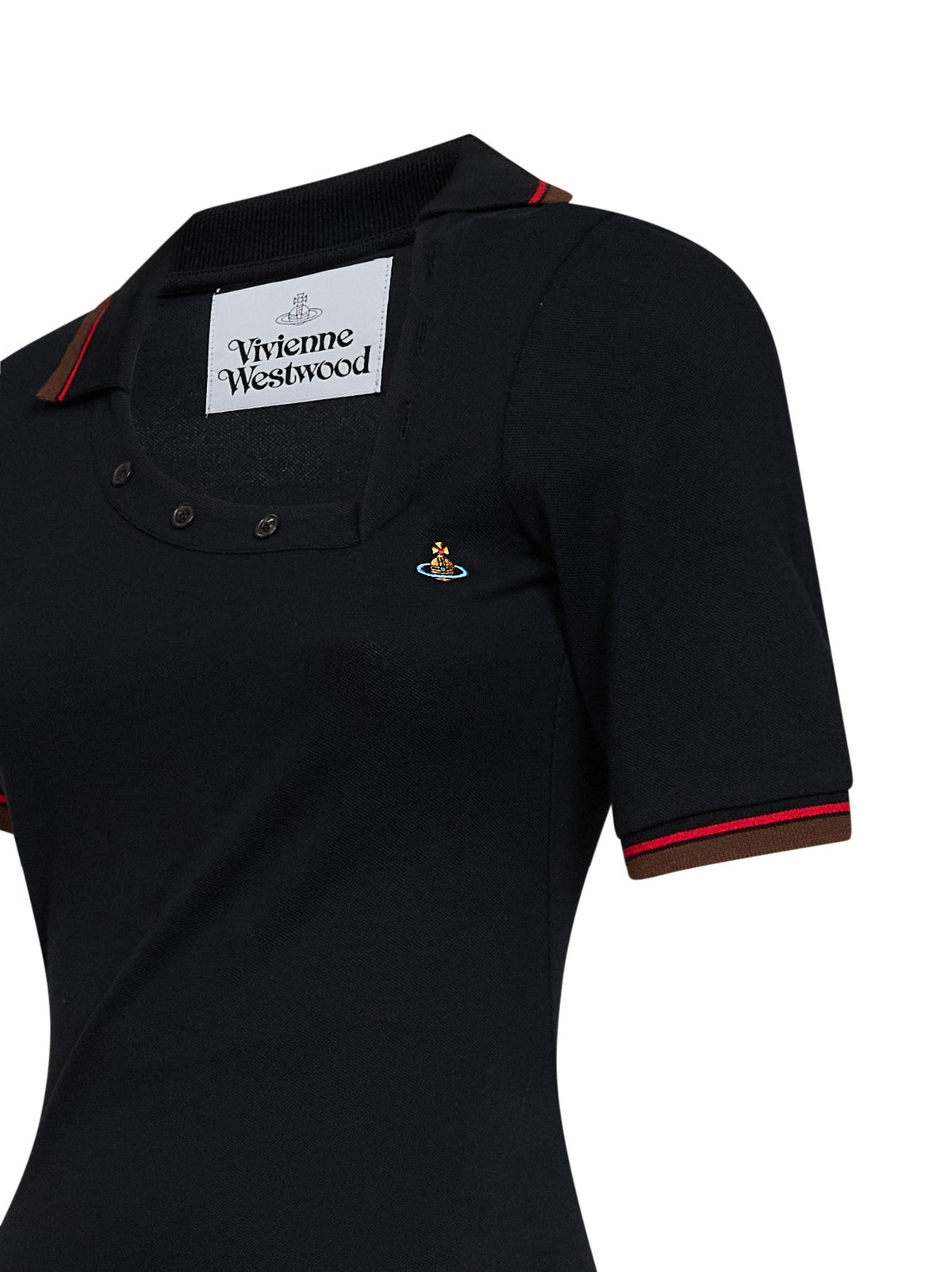 VIVIENNE WESTWOOD Vivienne Westwood Women Black Cotton Piqué Glory Asymmetric Polo Mini Dress