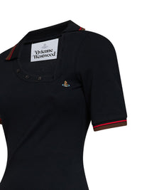 VIVIENNE WESTWOOD Vivienne Westwood Women Black Cotton Piqué Glory Asymmetric Polo Mini Dress