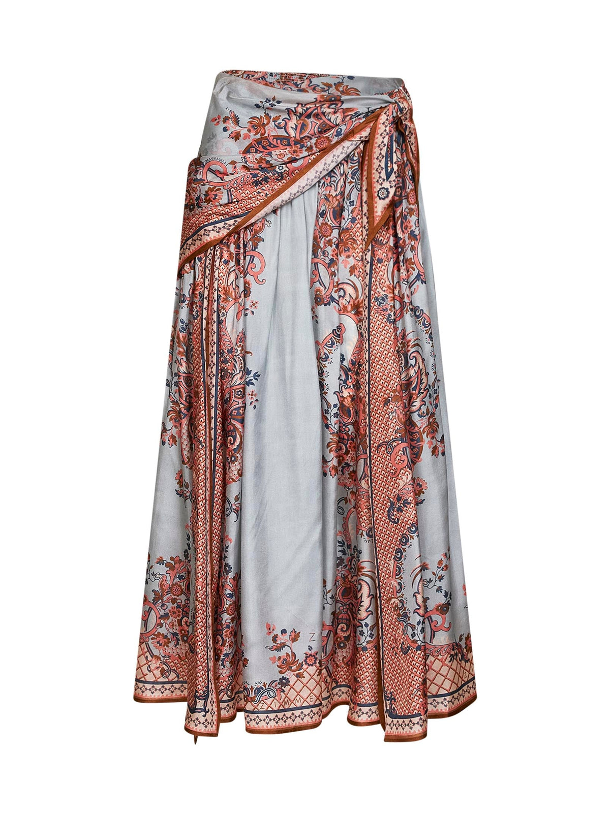 ZIMMERMANN Zimmermann Women Blue Floral Paisley-Print Silk Habotai Aster Scarf Midi Skirt