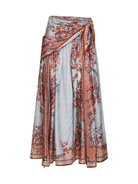 ZIMMERMANN Zimmermann Women Blue Floral Paisley-Print Silk Habotai Aster Scarf Midi Skirt