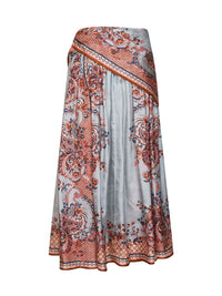 ZIMMERMANN Zimmermann Women Blue Floral Paisley-Print Silk Habotai Aster Scarf Midi Skirt