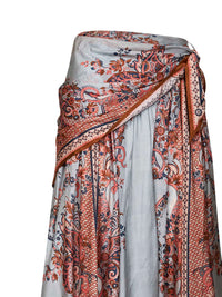 ZIMMERMANN Zimmermann Women Blue Floral Paisley-Print Silk Habotai Aster Scarf Midi Skirt