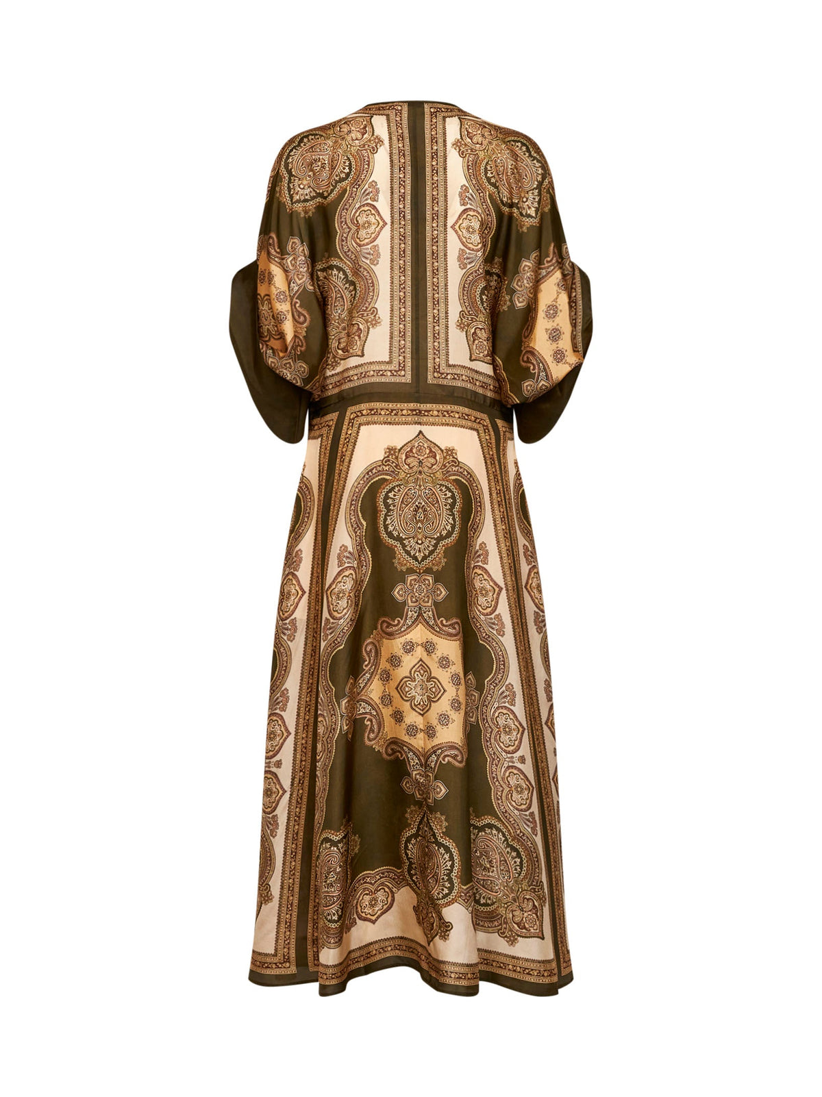 ZIMMERMANN Zimmermann Women Olive Paisley-Print Silk Habotai Mahon Midi Tunic Dress