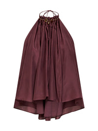 Zimmermann Women Merlot Silk Habotai Aster Gathered Beaded Top