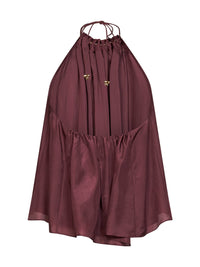 Zimmermann Women Merlot Silk Habotai Aster Gathered Beaded Top
