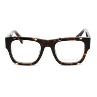 Philipp Plein Eyeglasses Square Full Rim, Brown Frame and Clear Demo Lenses Lens VPP042W0722