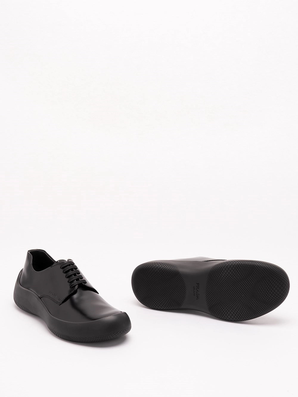 Prada Prada Men Brushed Leather Laced Shoes