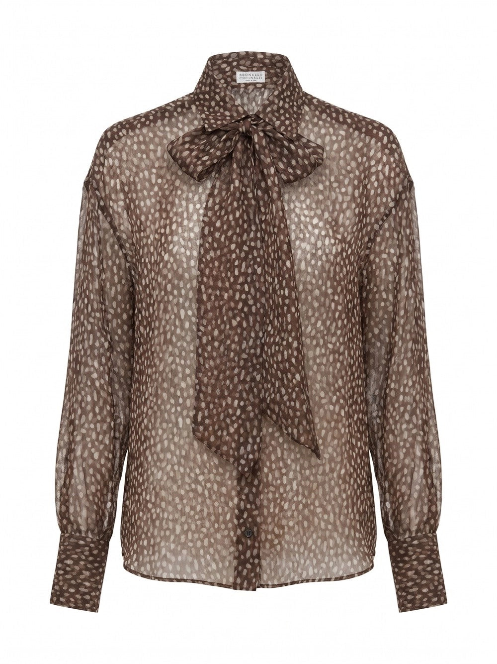 Brunello cucinelli Brunello Cucinelli Women Dapple Organza Shirt Whit Neck Tie