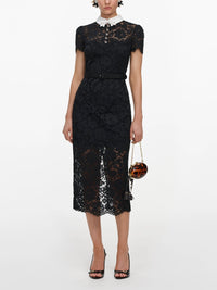 Self-portrait Self-Portrait Women Lace Contrast Collar Midi Dress