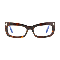 Tom Ford Eyeglasses Rectangle Full Rim, Shiny Black Frame and Clear Blue Light Block Lenses Lens FT5966-B001