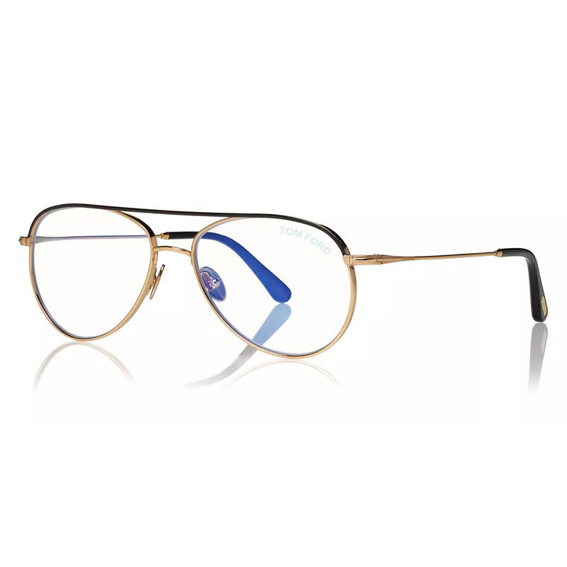 Tom Ford Tom Ford Eyeglasses Aviator Full Rim, Shiny Deep Gold Frame and Clear Demo Lenses Lens FT5693-B030